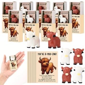 $2 Cute Highland Cow Figurine Gift New $2 WITH ANY $10 Order Or More